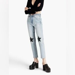 Ksubi Jeans Nine O Lucky Star High Rise Slim Staight Ankle Cropped Medium Wash